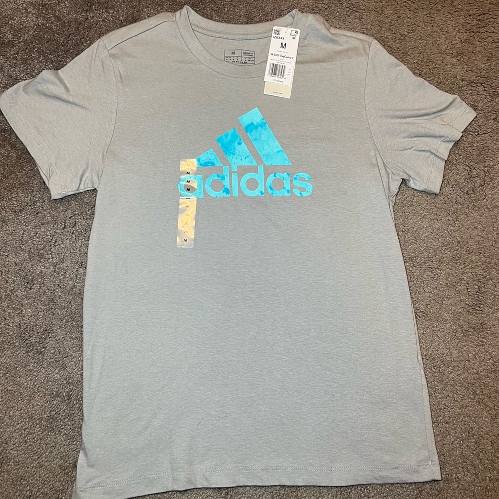 Adidas Gray and Blue Short Sleeve Tee